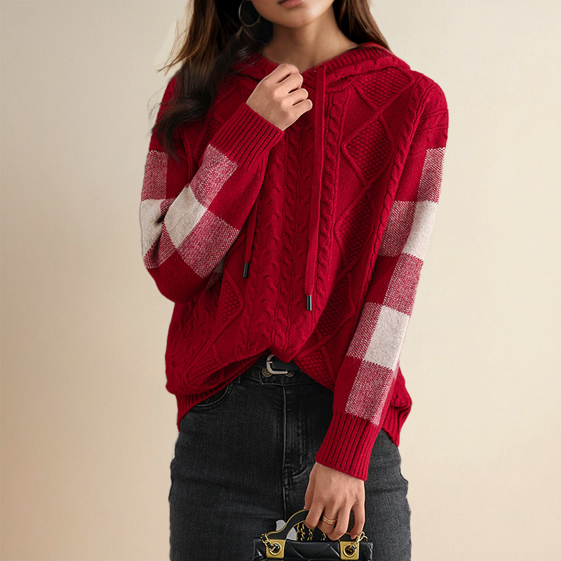 Julie | Pull à Capuche en Tricot Cable