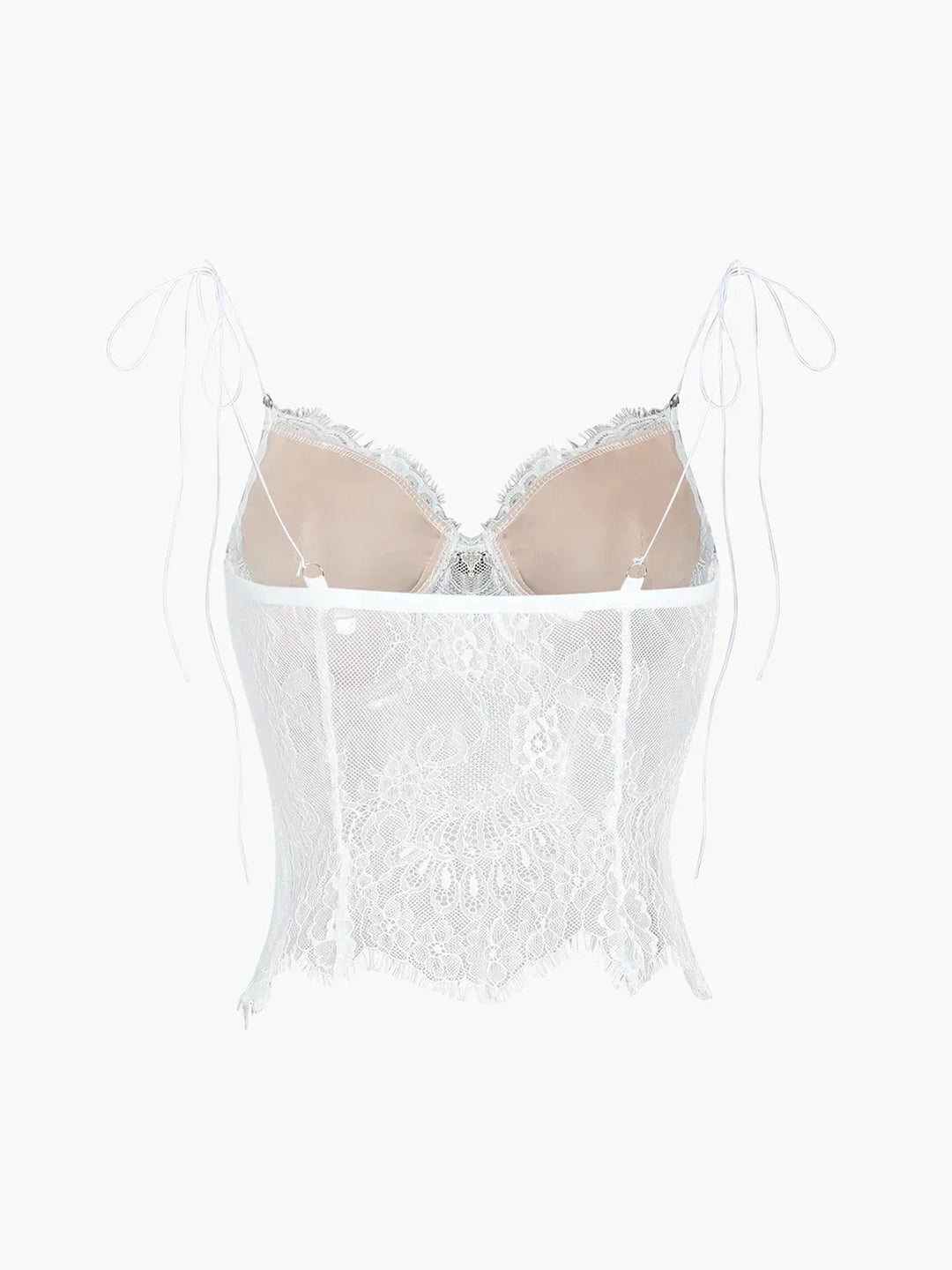 Top corsé de mujer en encaje con tirantes anudados estilo corset
