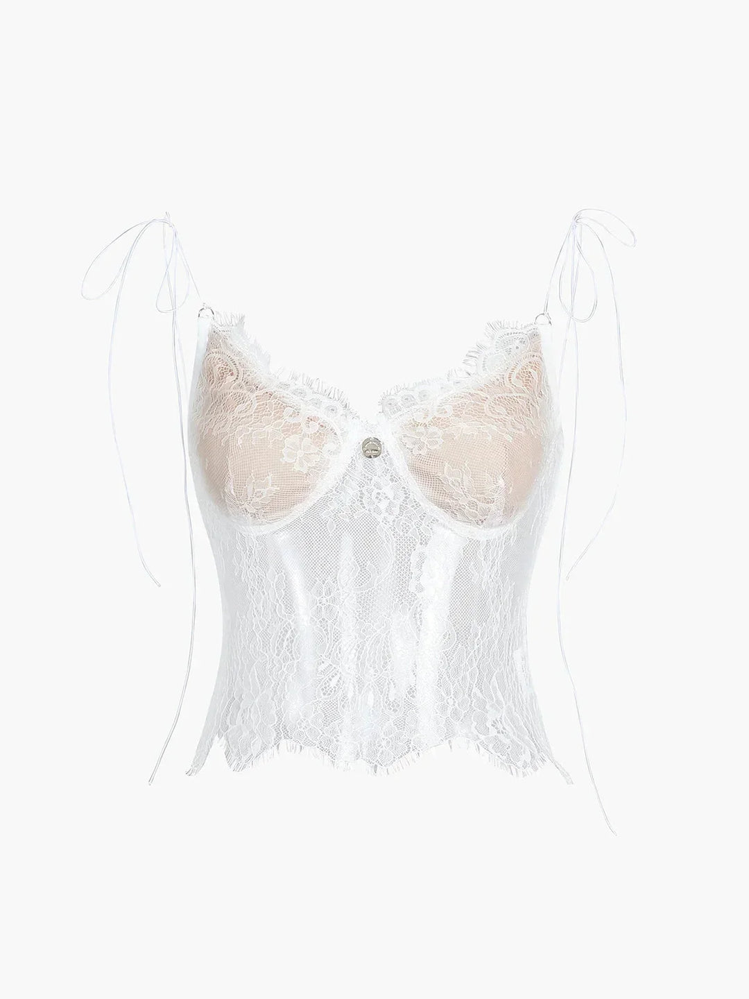 Top corsé de mujer en encaje con tirantes anudados estilo corset