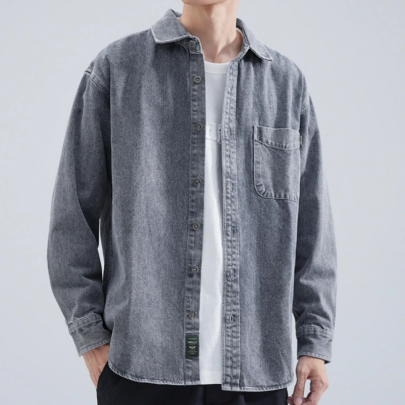 Chemise Homme en Mélange de Coton Lavé – Coupe Ample Boutonnée