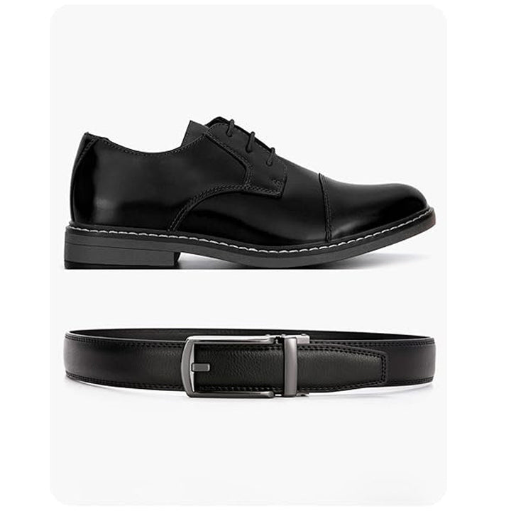 Ceinture en cuir à cliquet pour homme avec fermeture à pression – Style ajustable décontracté et formel