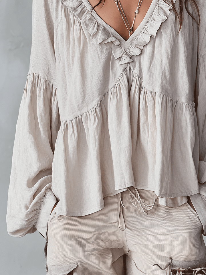 Blouse bohème femme à volants – Style vintage léger et romantique