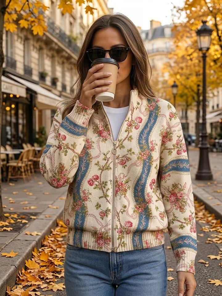 Eulalia™ | Cardigan à Rayures avec Rose Grimpante