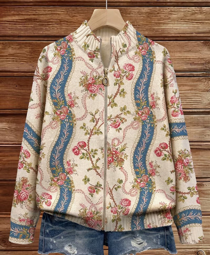 Eulalia™ | Cardigan à Rayures avec Rose Grimpante