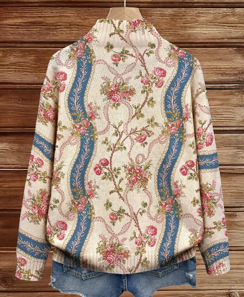 Eulalia™ | Cardigan à Rayures avec Rose Grimpante