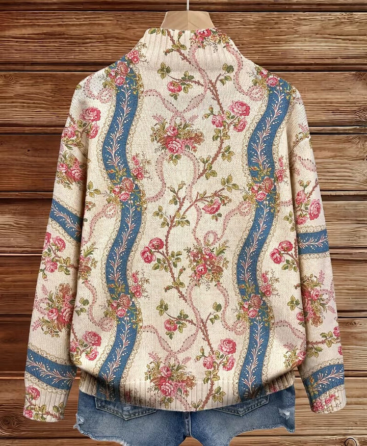 Eulalia™ | Cardigan à Rayures avec Rose Grimpante