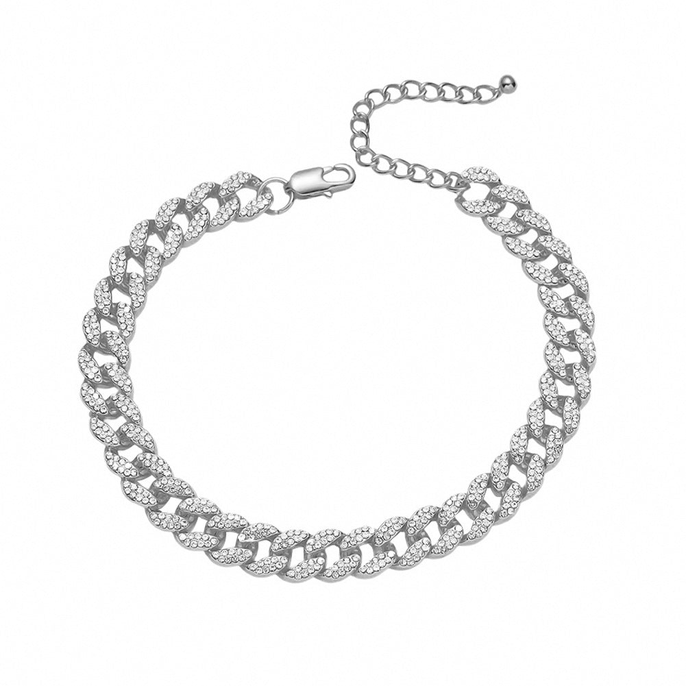 Bracelet de cheville élégant en pierres précieuses glacées