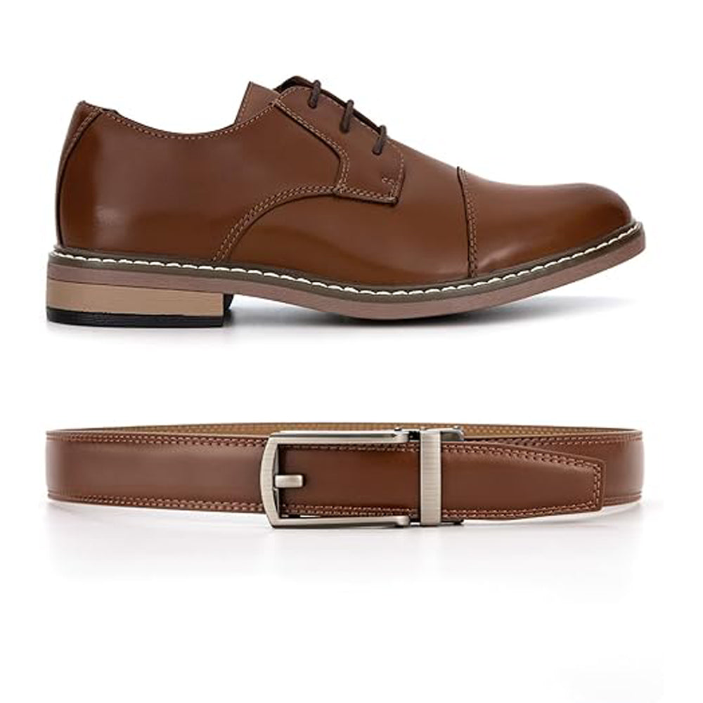 Ceinture en cuir à cliquet pour homme avec fermeture à pression – Style ajustable décontracté et formel