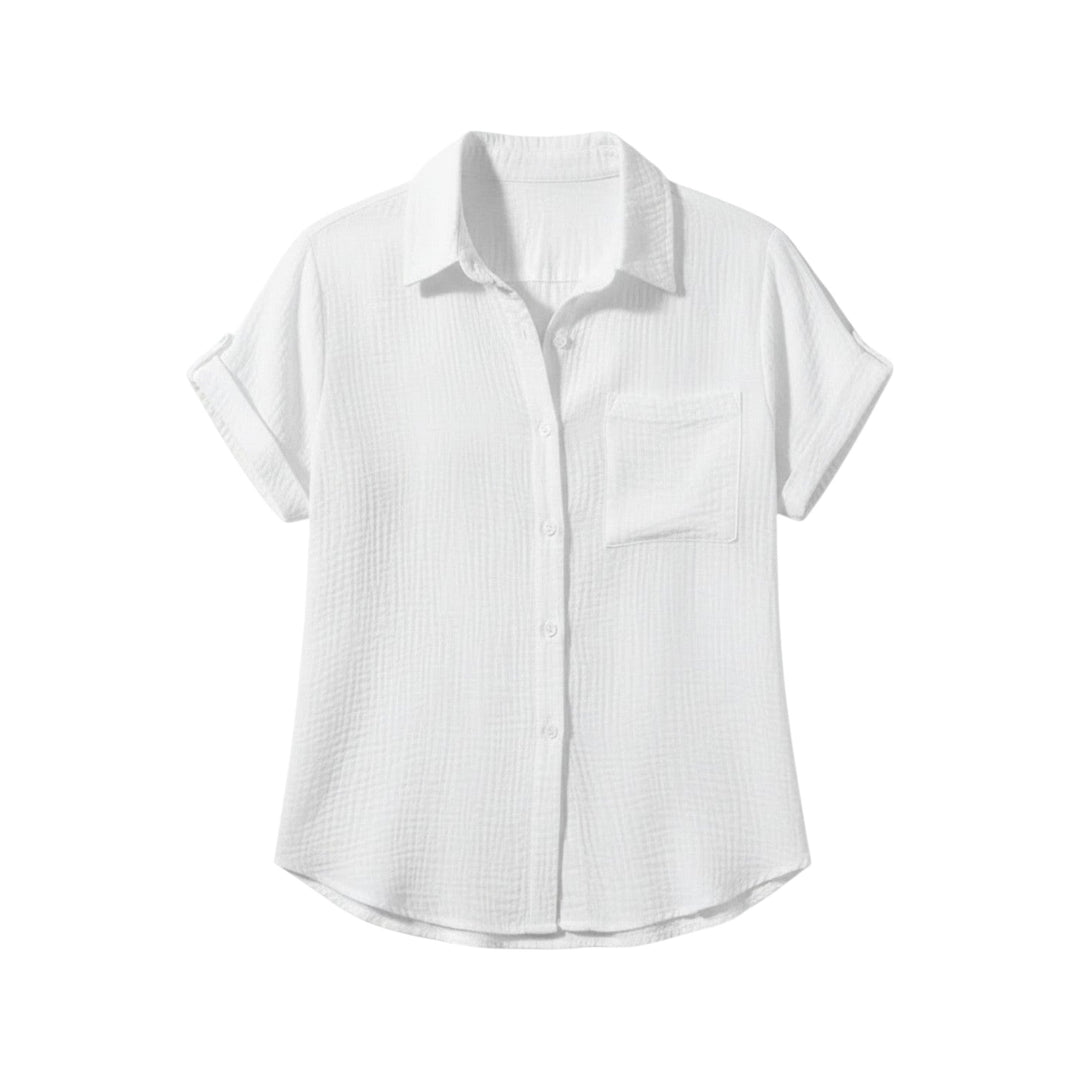 Chemisier d’été femme à boutons et manches courtes – Blouse légère décontractée