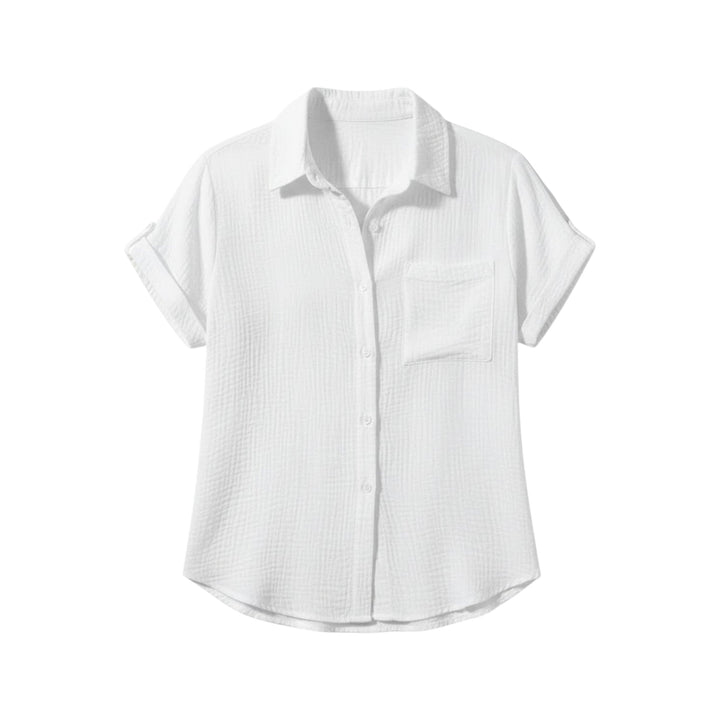 Chemisier d’été femme à boutons et manches courtes – Blouse légère décontractée