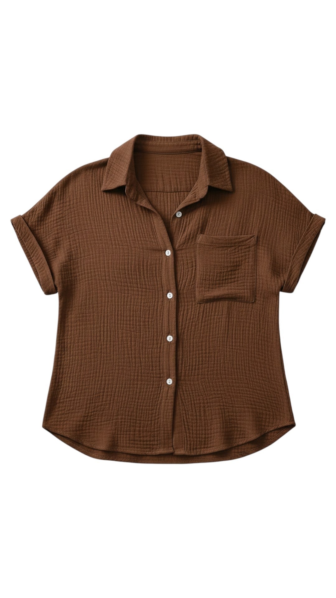 Chemisier d’été femme à boutons et manches courtes – Blouse légère décontractée