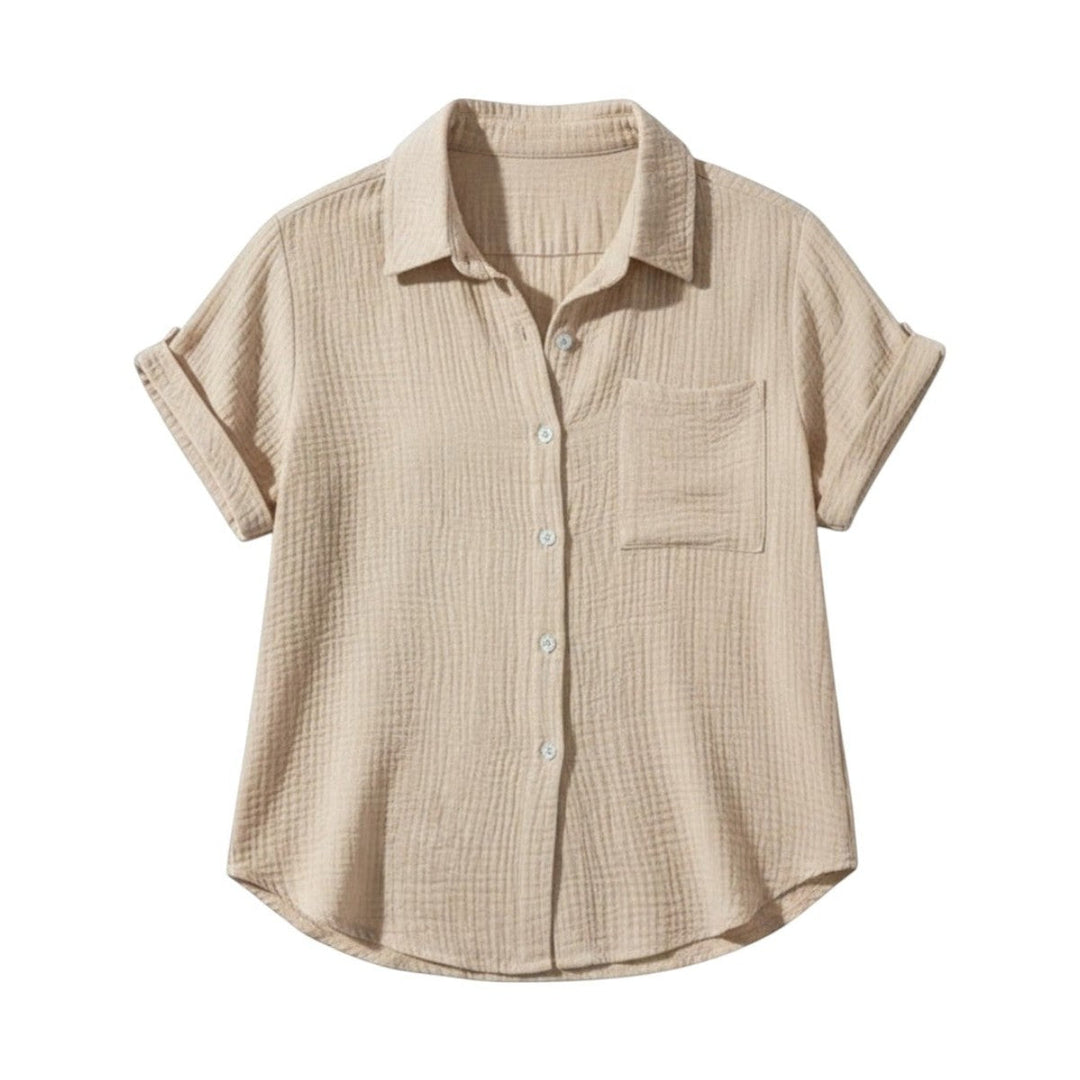 Chemisier d’été femme à boutons et manches courtes – Blouse légère décontractée