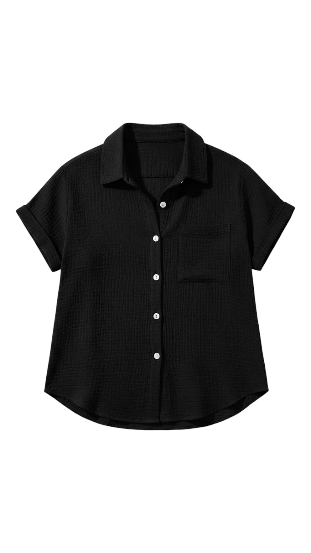 Chemisier d’été femme à boutons et manches courtes – Blouse légère décontractée