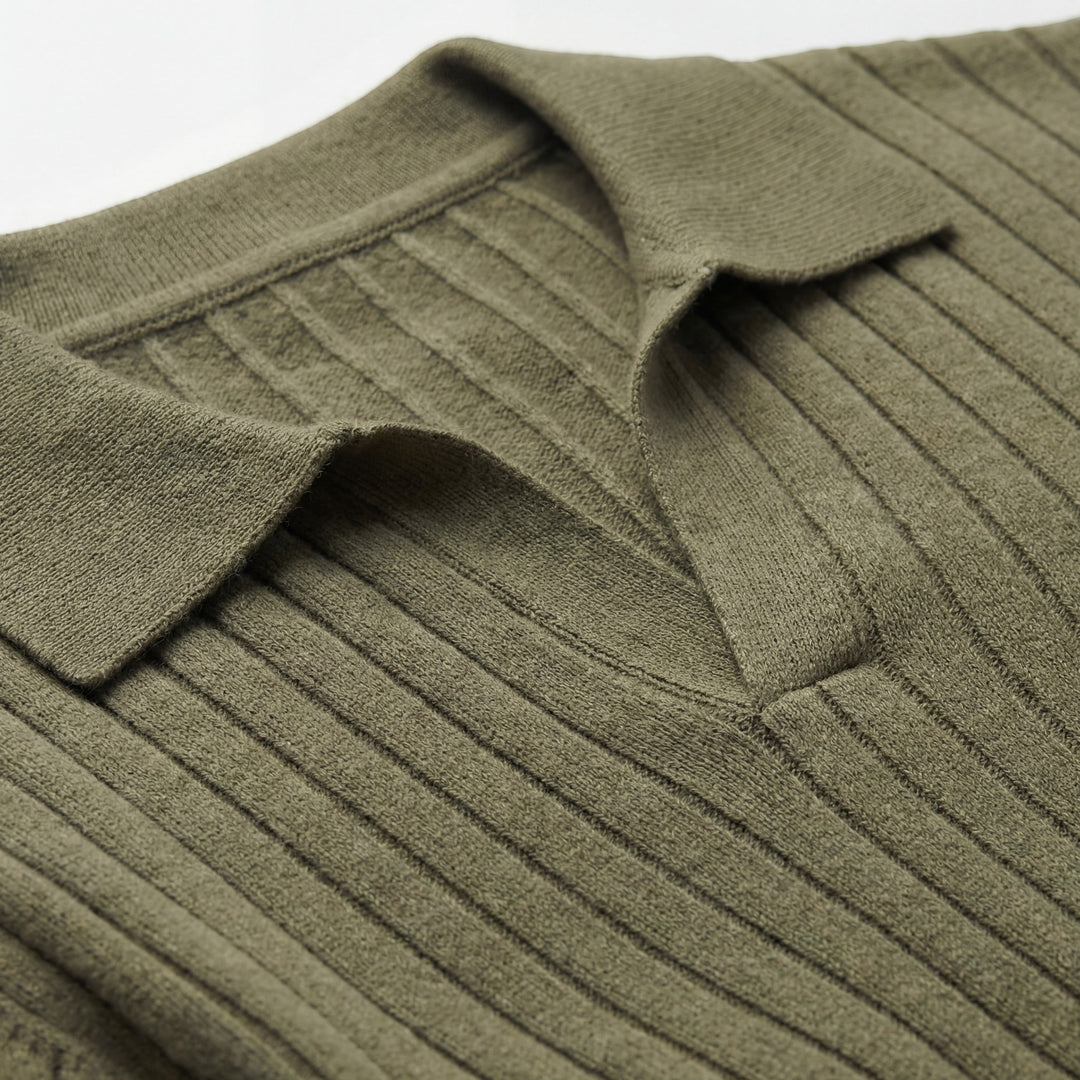 Polo Homme en Maille Viscose – Manches Longues Coupe Décontractée