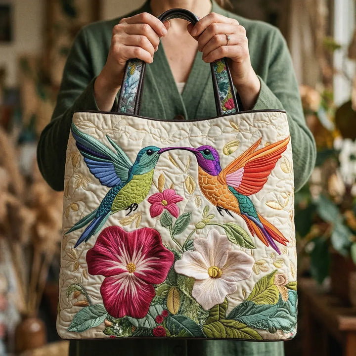 Sac rembourré - Colibri et Fleurs Blanches