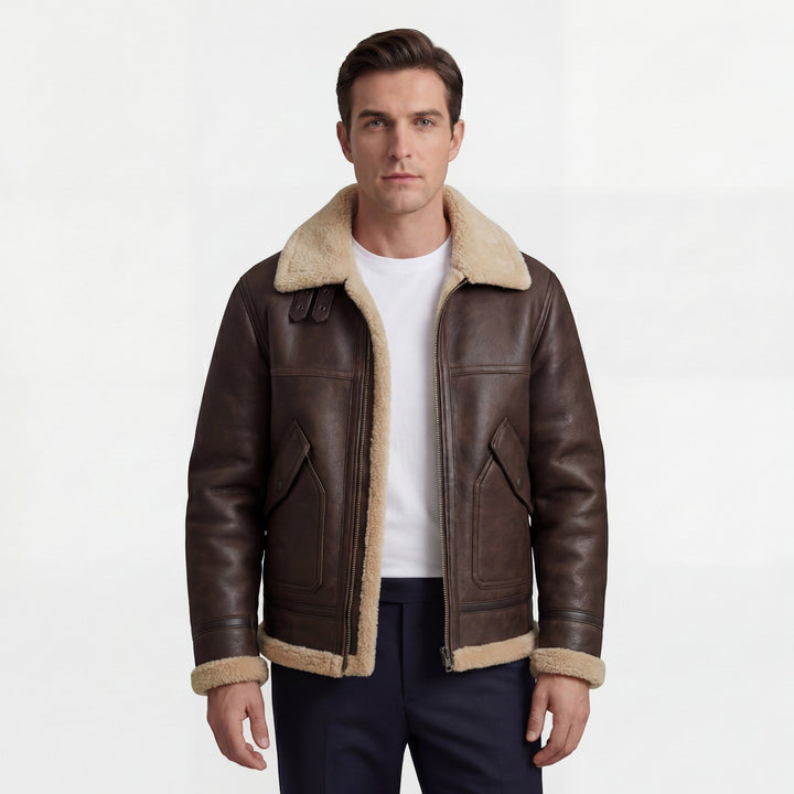 Veste Homme Doublée Polaire Laine d’Agneau – Coupe Décontractée
