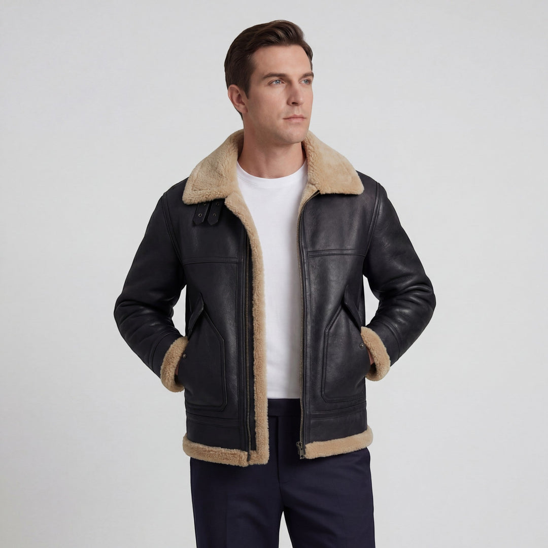 Veste Homme Doublée Polaire Laine d’Agneau – Coupe Décontractée