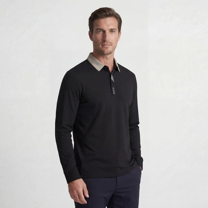 Polo Homme en Coton – Manches Longues Col Classique