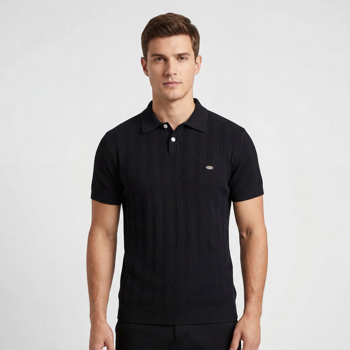 Polo Homme Maille Viscose – Polo Tricoté Manches Courtes Col Boutonné