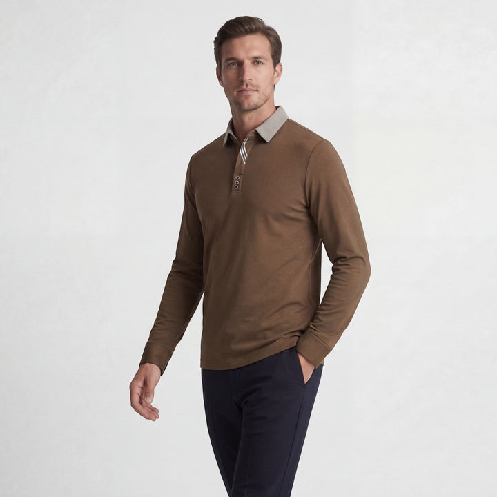Polo Homme en Coton – Manches Longues Col Classique