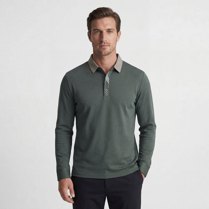 Polo Homme en Coton – Manches Longues Col Classique