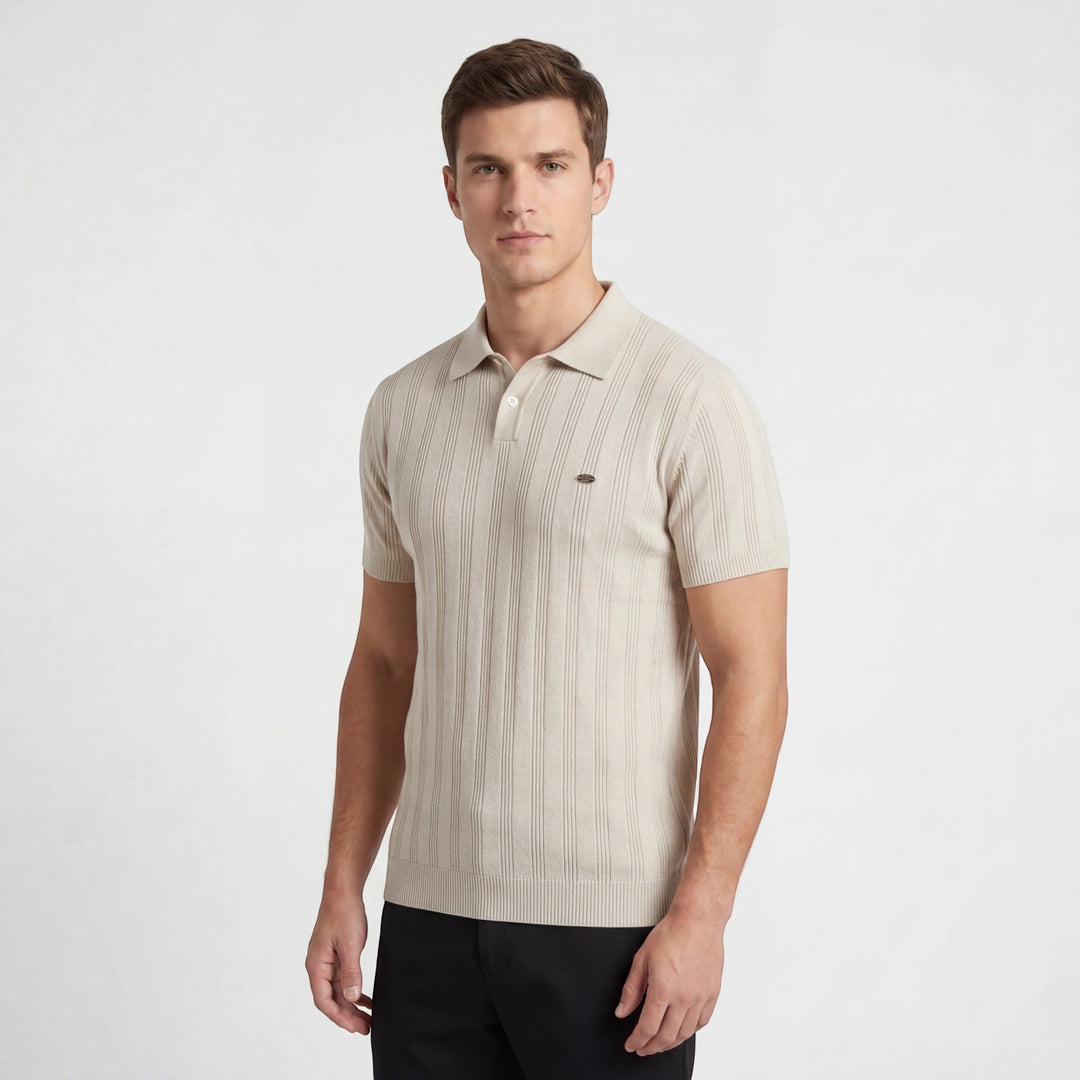 Polo Homme Maille Viscose – Polo Tricoté Manches Courtes Col Boutonné