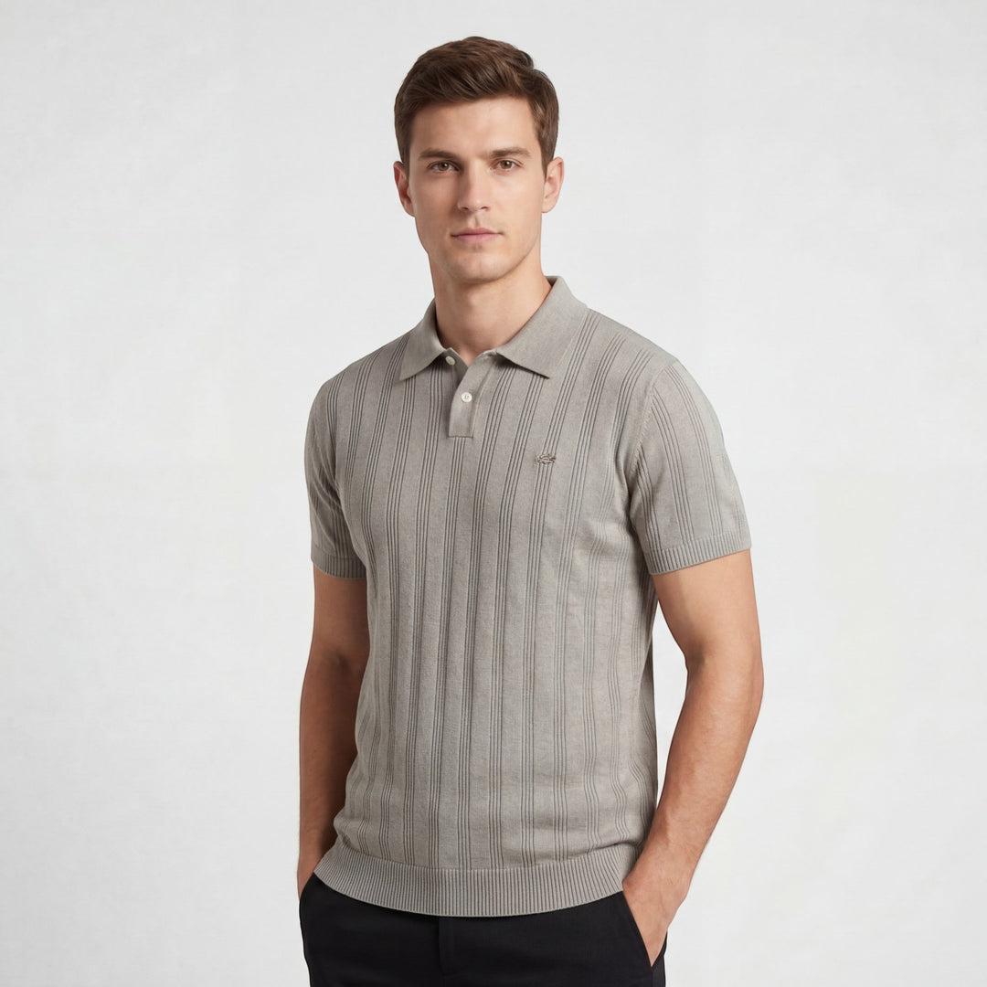 Polo Homme Maille Viscose – Polo Tricoté Manches Courtes Col Boutonné
