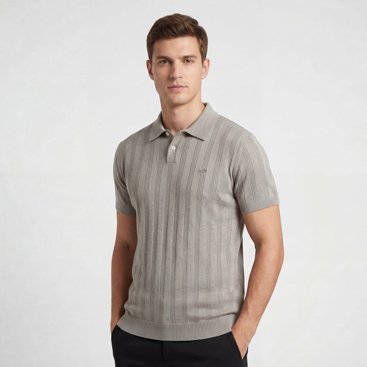 Polo Homme Maille Viscose – Polo Tricoté Manches Courtes Col Boutonné