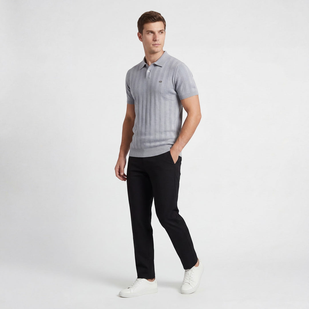 Polo Homme Maille Viscose – Polo Tricoté Manches Courtes Col Boutonné