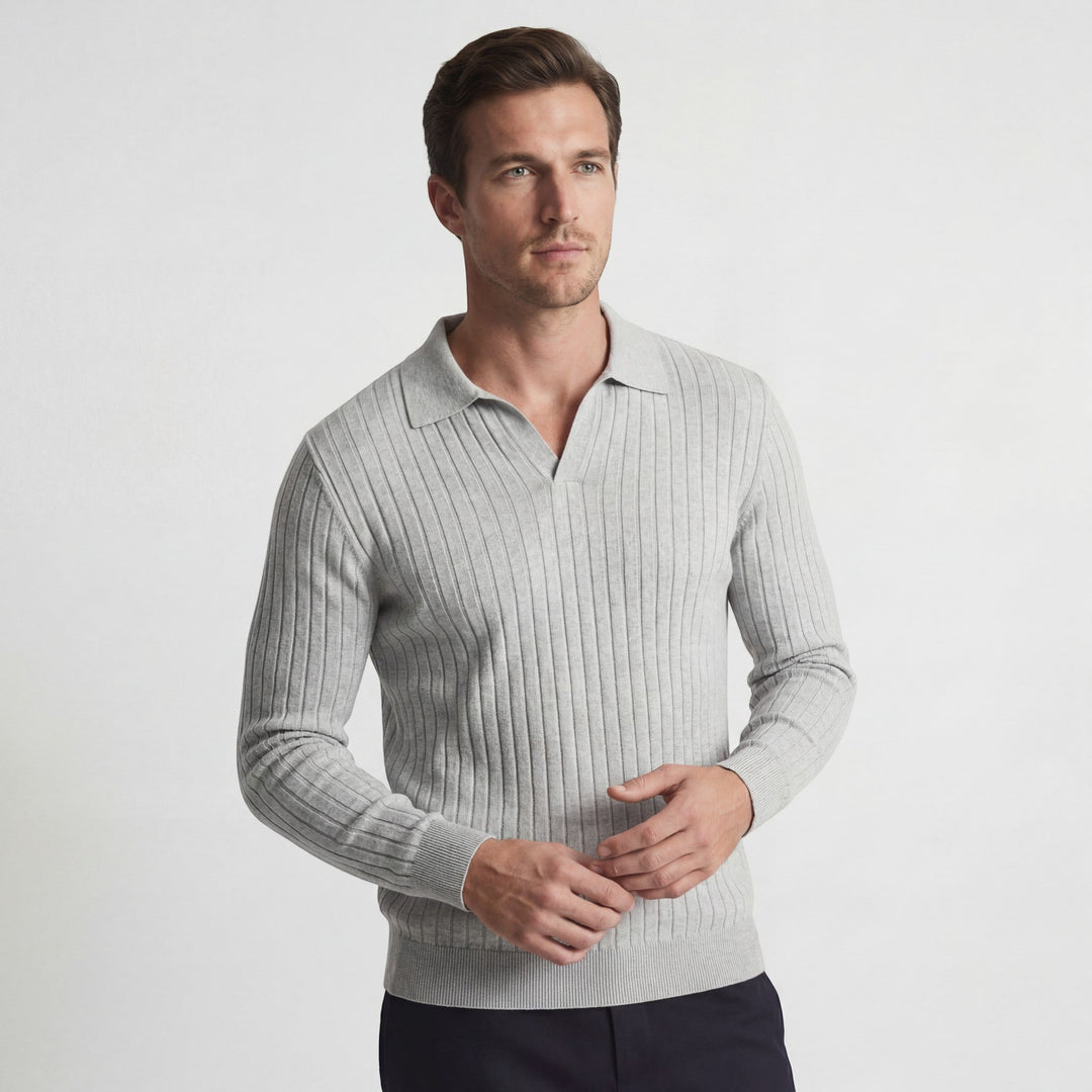 Polo Homme en Maille Viscose – Manches Longues Coupe Décontractée