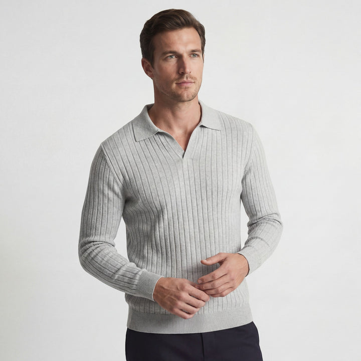 Polo Homme en Maille Viscose – Manches Longues Coupe Décontractée