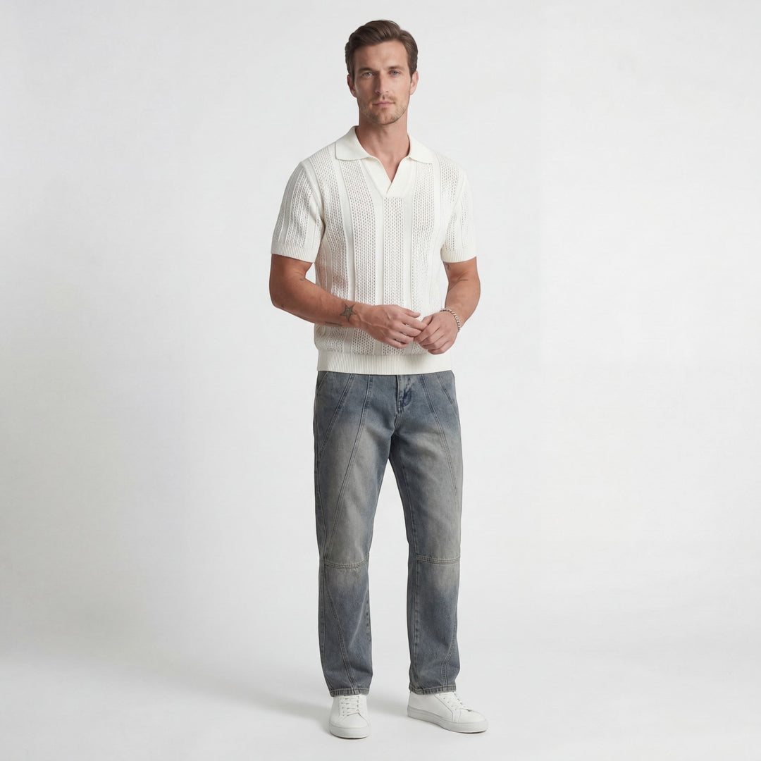 Polo Homme Maille Respirante – Texture Ajourée Aérée