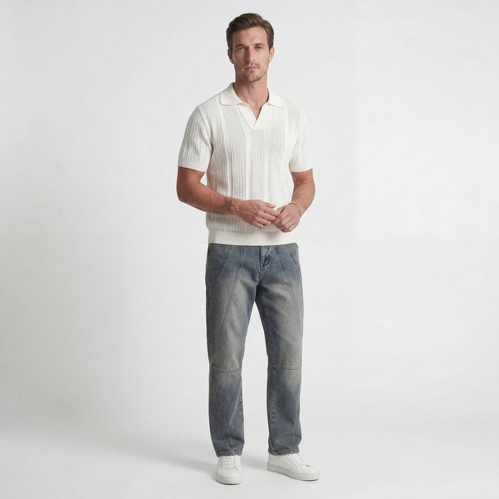 Polo Homme Maille Respirante – Texture Ajourée Aérée