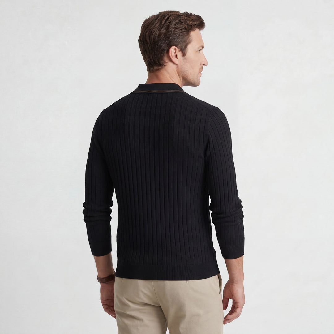Polo Homme Côtelé Coton Mélangé – Manches Longues