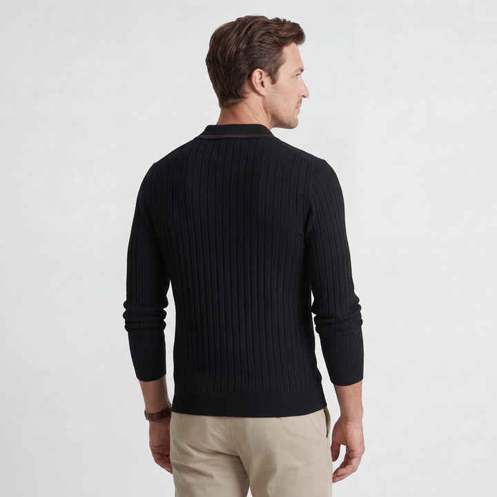 Polo Homme Côtelé Coton Mélangé – Manches Longues
