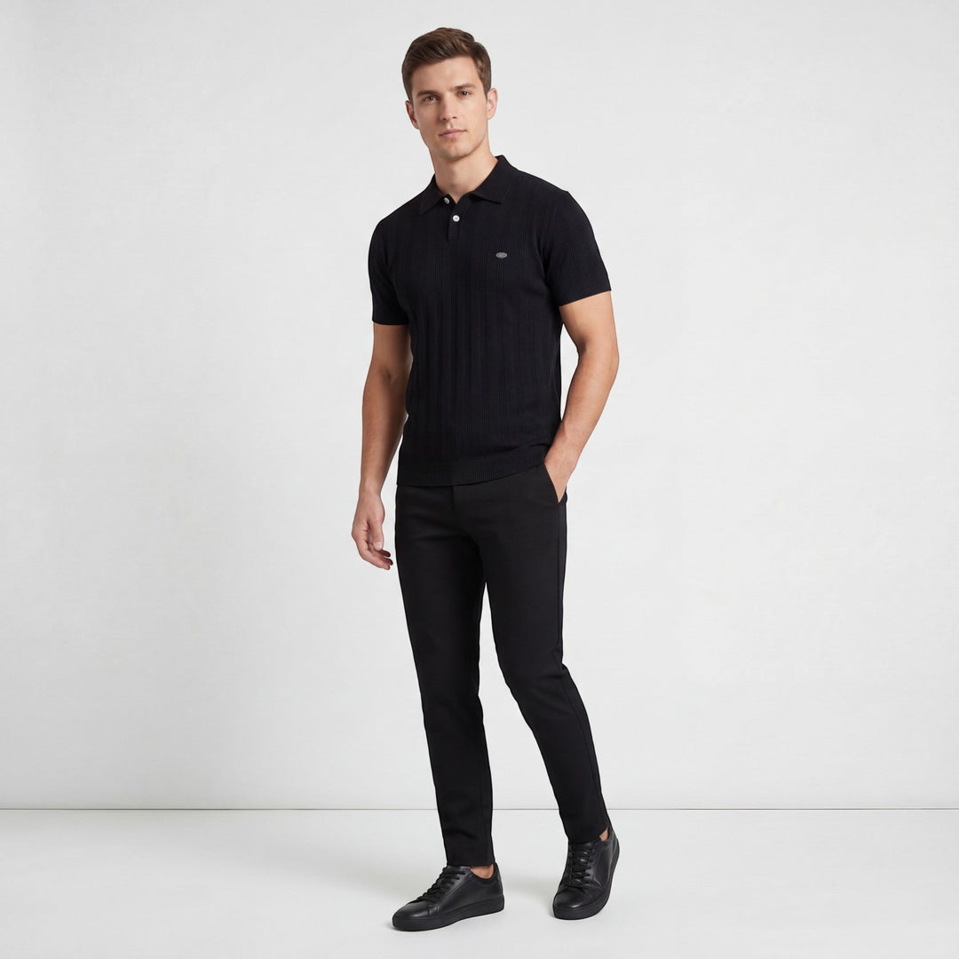 Polo Homme Maille Viscose – Polo Tricoté Manches Courtes Col Boutonné
