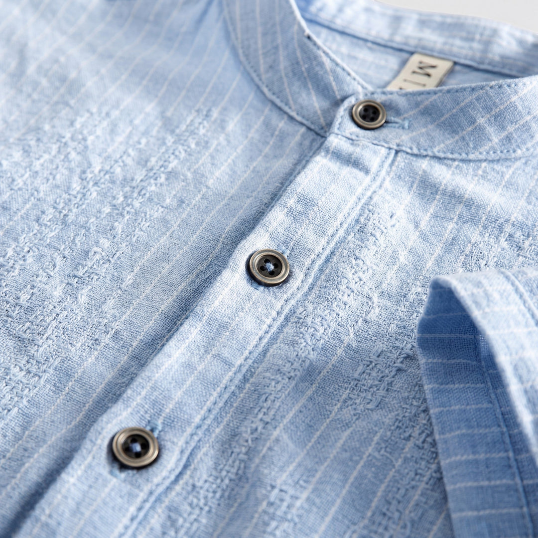 Chemise homme en lin manches courtes – Coupe ample à rayures