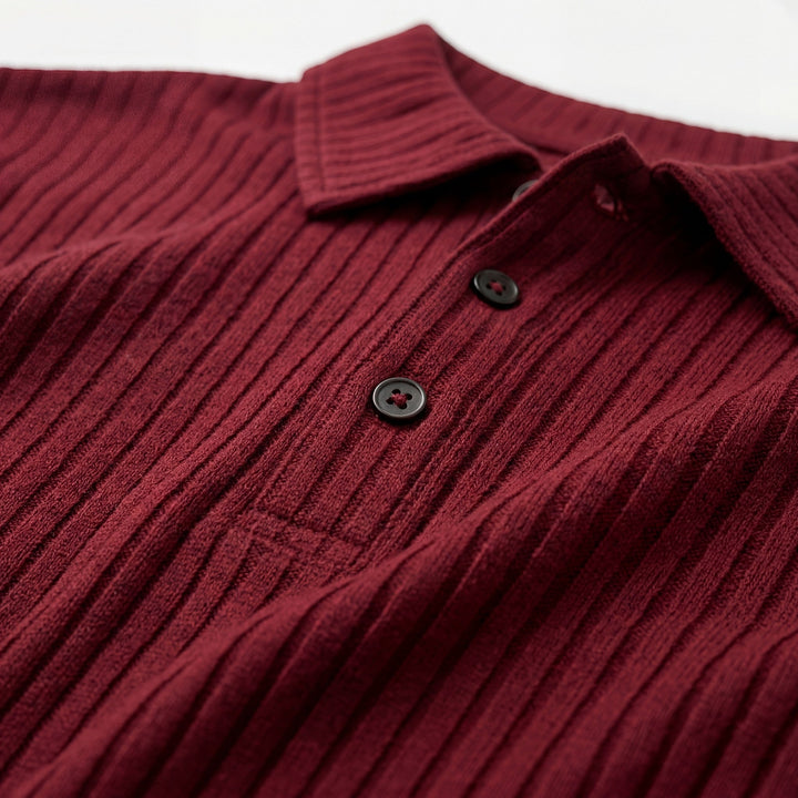 Polo homme en coton mélangé – Coupe ajustée manches longues