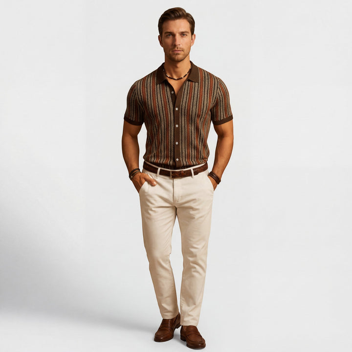 Polo homme en maille jacquard – Manches courtes coupe confortable