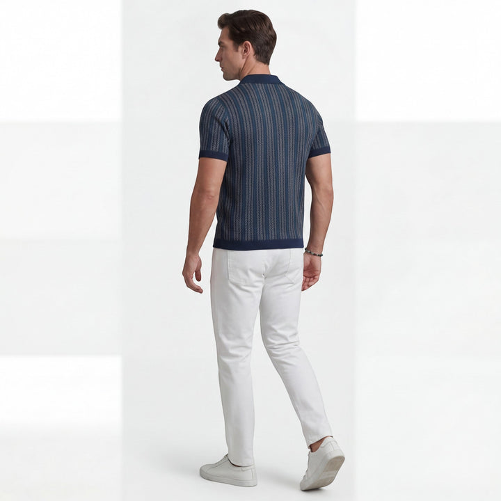 Polo homme en maille jacquard – Manches courtes coupe confortable