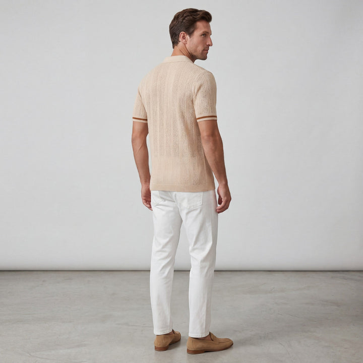 Chemise homme en maille manches courtes – Coupe boutonnée respirante