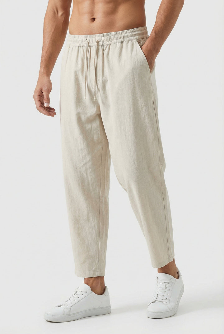 Pantalon Homme Coton-Lin – Coupe Ample Style Estival avec Poches