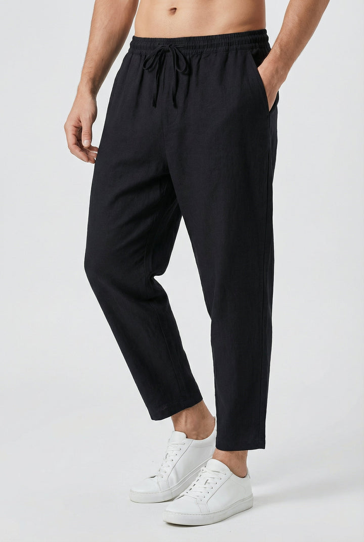 Pantalon Homme Coton-Lin – Coupe Ample Style Estival avec Poches