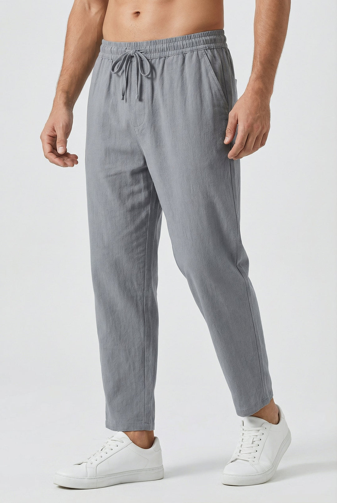 Pantalon Homme Coton-Lin – Coupe Ample Style Estival avec Poches