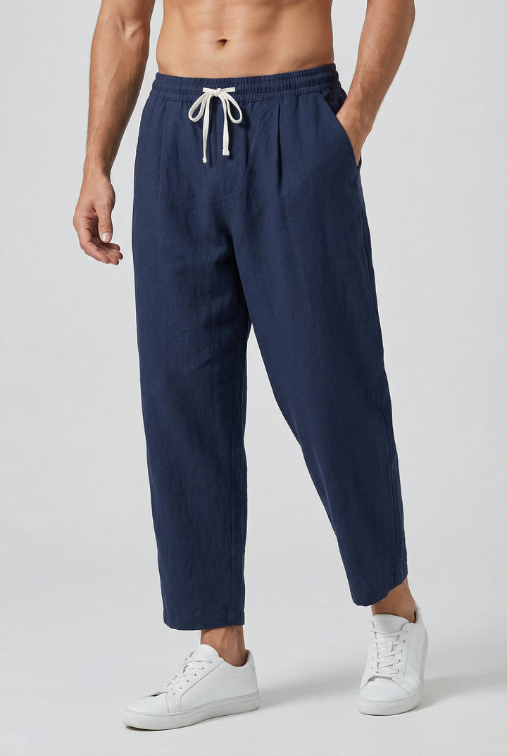 Pantalon Homme Coton-Lin – Coupe Ample Style Estival avec Poches