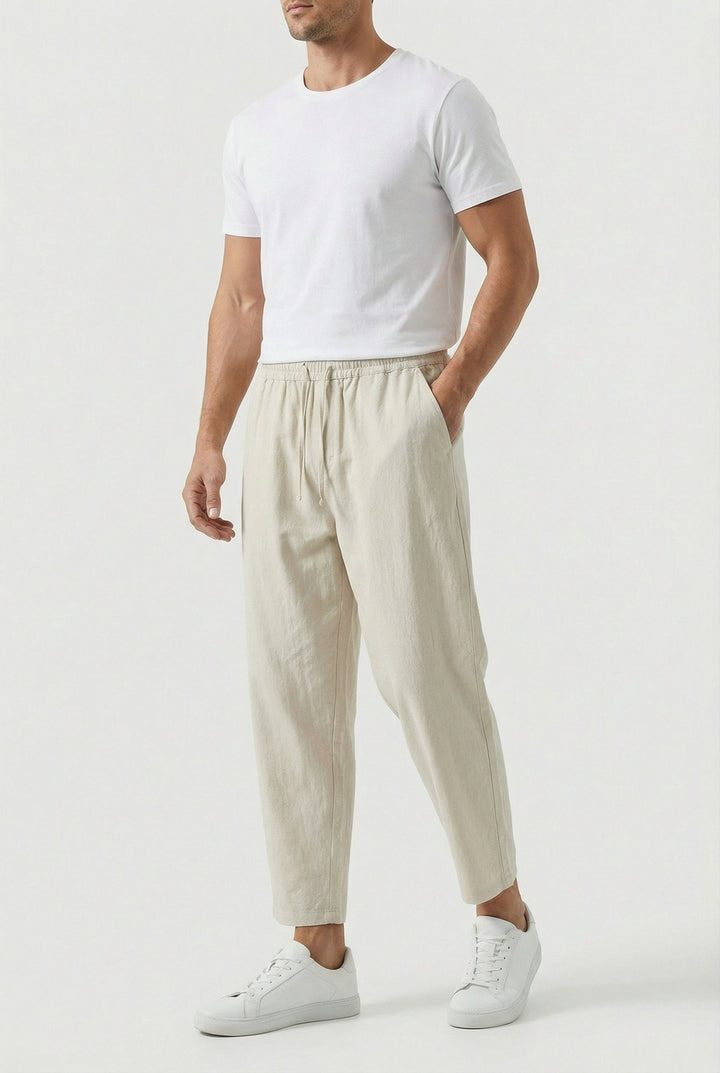Pantalon Homme Coton-Lin – Coupe Ample Style Estival avec Poches