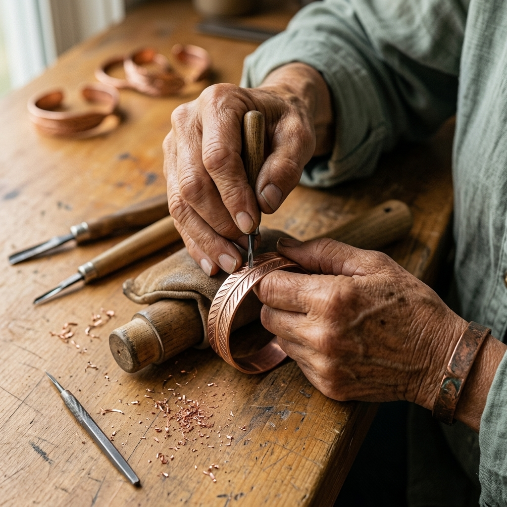 Bracelet en cuivre avec racine de Vera