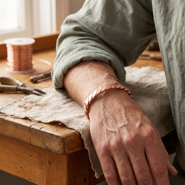 Bracelet en cuivre Bough de Vera" can be rewritten as "Bracelet en cuivre Bough by Vera.