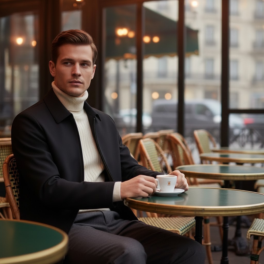 Claire Mode | Veste Homme – Manteau Col Polo en Tissu Technique