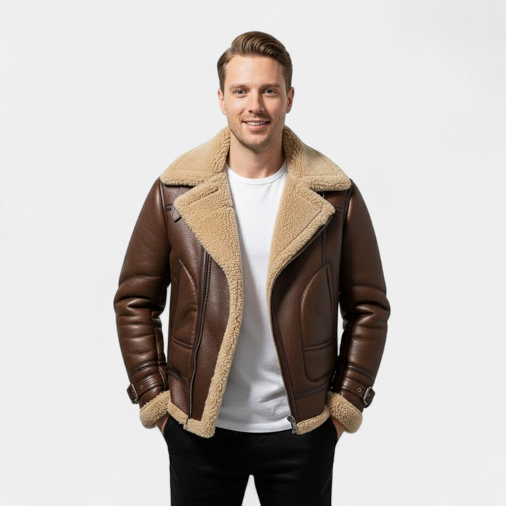 Claire Mode | Veste Militaire Homme – Manteau à Col en Fourrure Doublé
